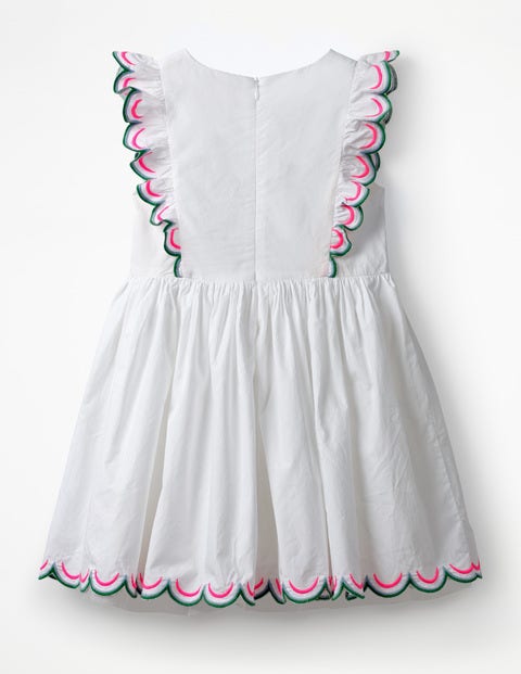 Scallop Embroidered Dress - White Scallop Embroidered Dress - White