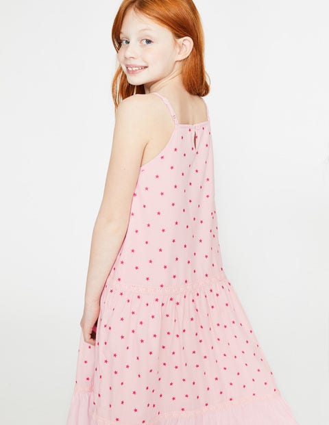 Gewebtes Sommerkleid Mit Trägern - Festivalrosa, Verstreute Sterne Gewebtes Sommerkleid Mit Trägern - Festivalrosa, Verstreute Sterne
