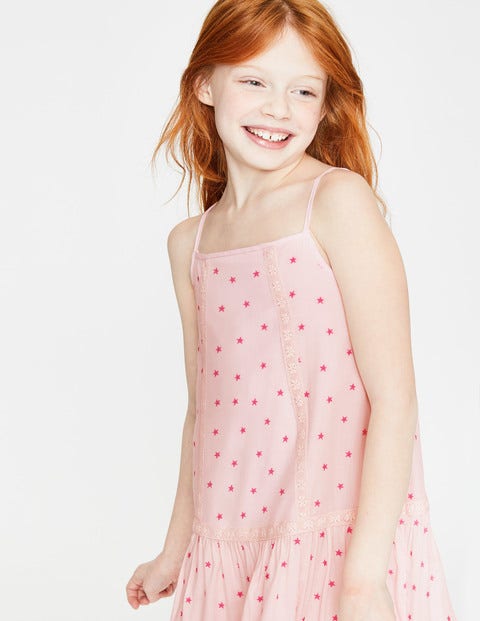 Gewebtes Sommerkleid Mit Trägern - Festivalrosa, Verstreute Sterne Gewebtes Sommerkleid Mit Trägern - Festivalrosa, Verstreute Sterne