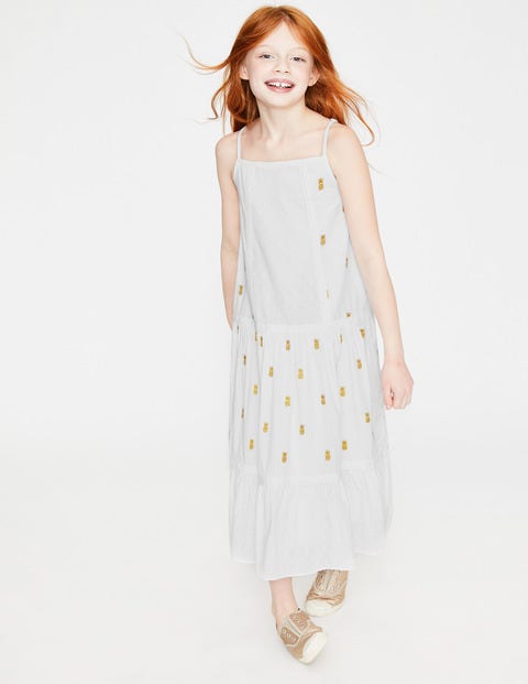Strappy Woven Sundress - White/Gold Pineapple Strappy Woven Sundress - White/Gold Pineapple