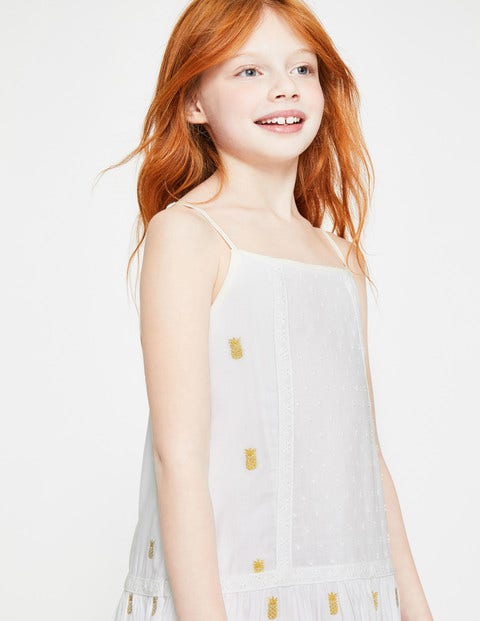 Strappy Woven Sundress - White/Gold Pineapple Strappy Woven Sundress - White/Gold Pineapple