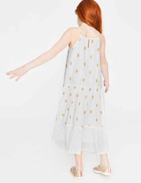 Strappy Woven Sundress - White/Gold Pineapple Strappy Woven Sundress - White/Gold Pineapple