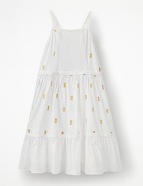 Strappy Woven Sundress - White/Gold Pineapple Strappy Woven Sundress - White/Gold Pineapple