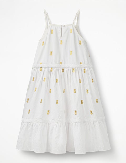 Strappy Woven Sundress - White/Gold Pineapple Strappy Woven Sundress - White/Gold Pineapple