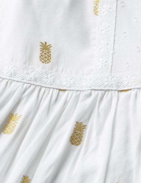 Strappy Woven Sundress - White/Gold Pineapple Strappy Woven Sundress - White/Gold Pineapple