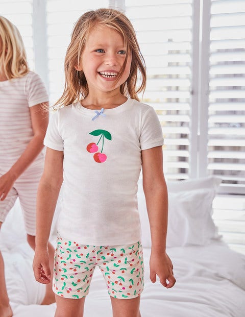 Fun Short John Pyjamas - Parisian Pink Cherries Fun Short John Pyjamas - Parisian Pink Cherries