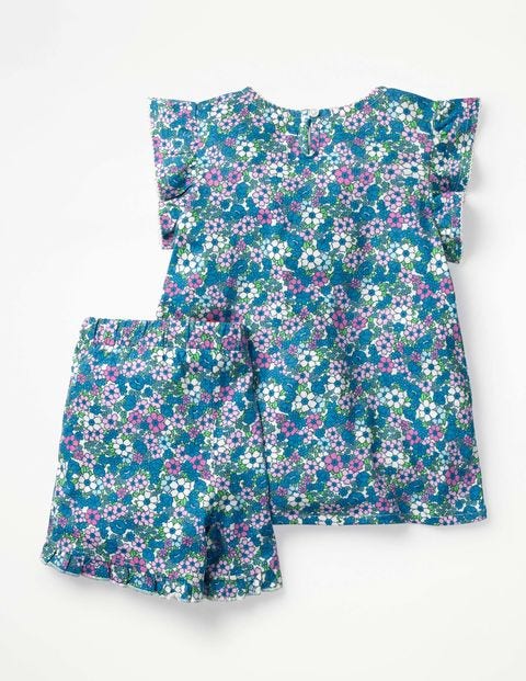 Ruffle Jersey Pyjama Set - Blue Forget Me Not Ruffle Jersey Pyjama Set - Blue Forget Me Not