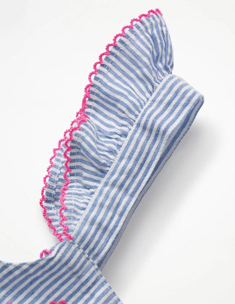 Schlafanzug-Set Mit Gewebtem Detail - Elisabethanisches Blau, Feine Streifen Schlafanzug-Set Mit Gewebtem Detail - Elisabethanisches Blau, Feine Streifen