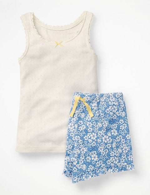 Schlafanzug-Set Mit Kurzer Hose Und Shirt - Seeblau, Vergissmeinnicht Schlafanzug-Set Mit Kurzer Hose Und Shirt - Seeblau, Vergissmeinnicht