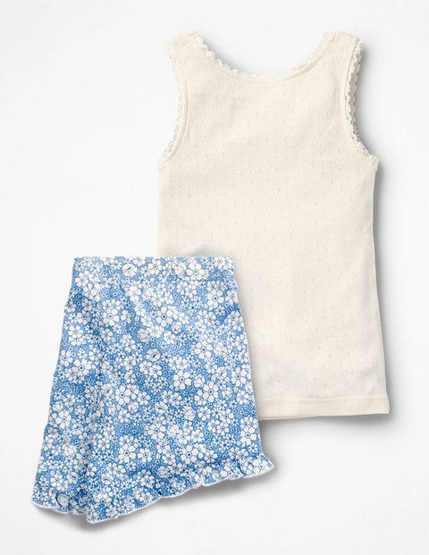 Schlafanzug-Set Mit Kurzer Hose Und Shirt - Seeblau, Vergissmeinnicht Schlafanzug-Set Mit Kurzer Hose Und Shirt - Seeblau, Vergissmeinnicht