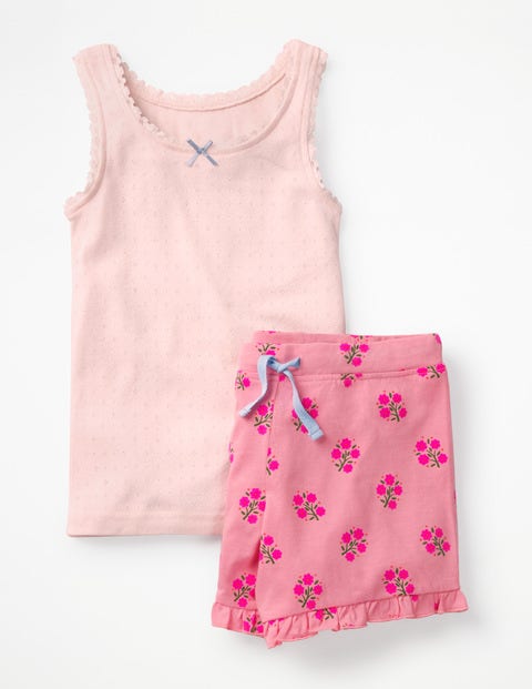 Shortie Vest Pyjama Set - Flamingo Pink Woodblock Shortie Vest Pyjama Set - Flamingo Pink Woodblock