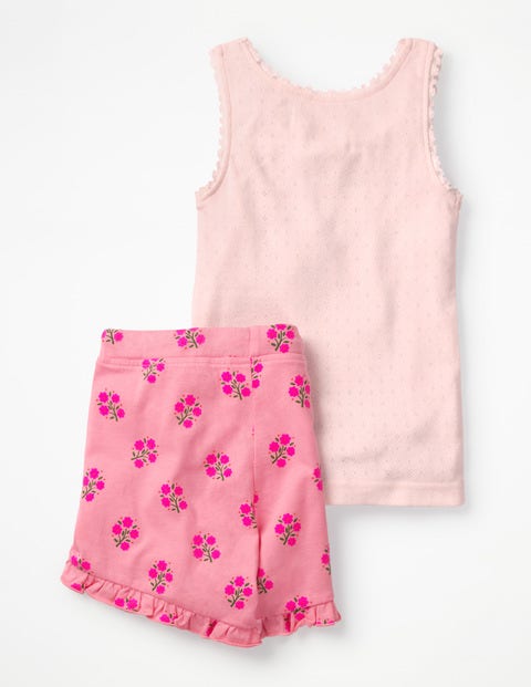 Shortie Vest Pyjama Set - Flamingo Pink Woodblock Shortie Vest Pyjama Set - Flamingo Pink Woodblock