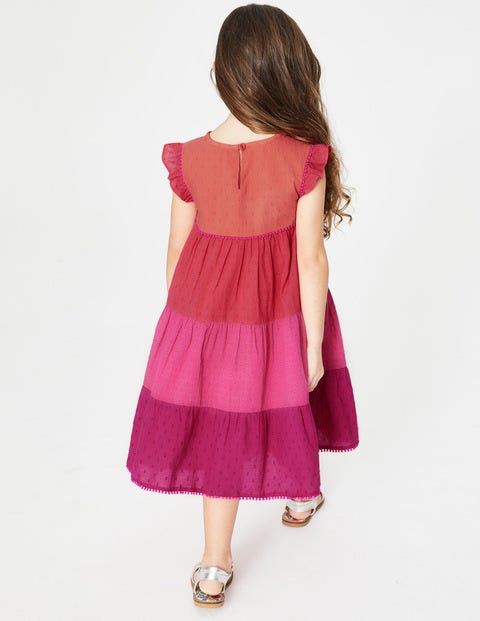 Embellished Midi Dress - Tropical Coral Colourblock Embellished Midi Dress - Tropical Coral Colourblock