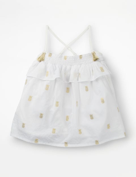 Layered Woven Top - White/Gold Foil Pineapple Layered Woven Top - White/Gold Foil Pineapple