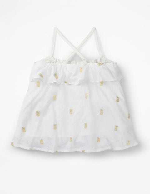 Layered Woven Top - White/Gold Foil Pineapple Layered Woven Top - White/Gold Foil Pineapple