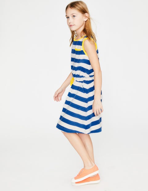 Towelling Tie-Waist Dress - White/Duke Blue Stripe Towelling Tie-Waist Dress - White/Duke Blue Stripe