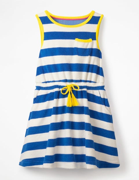Towelling Tie-Waist Dress - White/Duke Blue Stripe Towelling Tie-Waist Dress - White/Duke Blue Stripe
