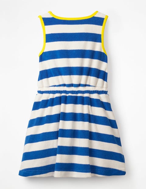 Towelling Tie-Waist Dress - White/Duke Blue Stripe Towelling Tie-Waist Dress - White/Duke Blue Stripe
