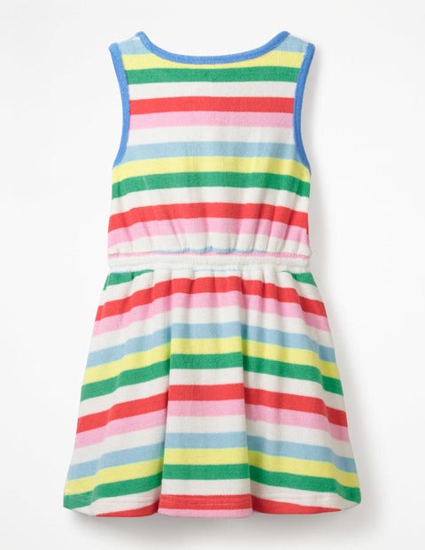 Towelling Tie-Waist Dress - Multi Stripe Towelling Tie-Waist Dress - Multi Stripe