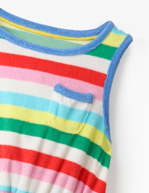 Towelling Tie-Waist Dress - Multi Stripe Towelling Tie-Waist Dress - Multi Stripe
