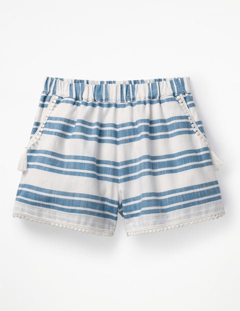 Tassel Detail Shorts - Elizabethan Blue/White Stripe Tassel Detail Shorts - Elizabethan Blue/White Stripe