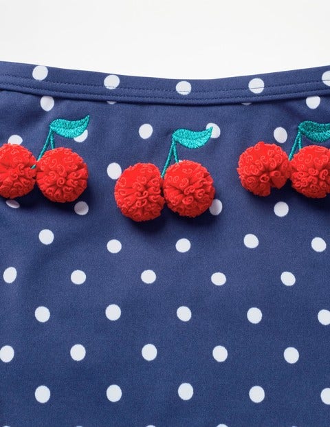 Halterneck Appliqué Swimsuit - Deep Sea Blue Cherries Halterneck Appliqué Swimsuit - Deep Sea Blue Cherries
