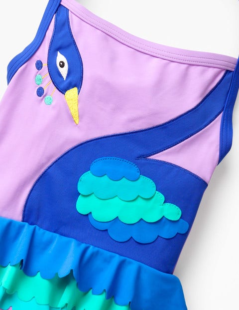 Halterneck Appliqué Swimsuit - New Lavender Peacock Halterneck Appliqué Swimsuit - New Lavender Peacock