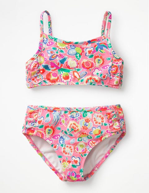 Smocked Bikini Set - Neon Pink Tropical Paisley Smocked Bikini Set - Neon Pink Tropical Paisley