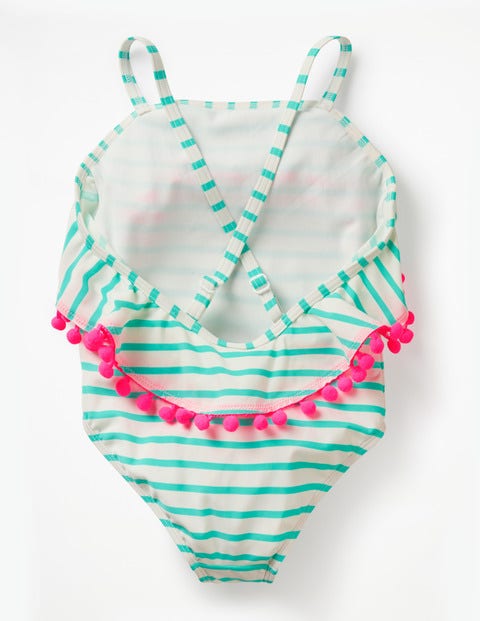 Ruffle Swimsuit - Ivory/Light Green Ruffle Swimsuit - Ivory/Light Green