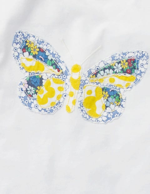 Patchwork Appliqué T-Shirt - White Butterfly Patchwork Appliqué T-Shirt - White Butterfly