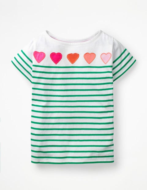 Short-Sleeved Fun Breton - White/Astro Green Hearts Short-Sleeved Fun Breton - White/Astro Green Hearts