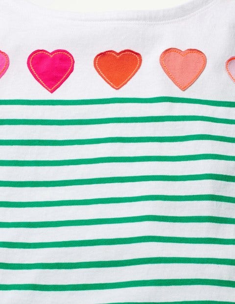 Short-Sleeved Fun Breton - White/Astro Green Hearts Short-Sleeved Fun Breton - White/Astro Green Hearts