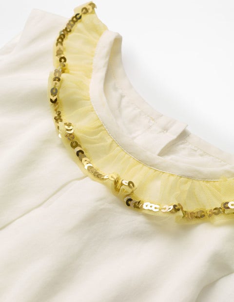 Sparkly Ruffle Trim Top - Ivory Sparkly Ruffle Trim Top - Ivory