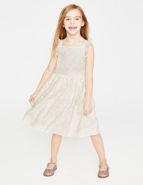 Textured Broderie Ruffle Dress - Ivory Textured Broderie Ruffle Dress - Ivory