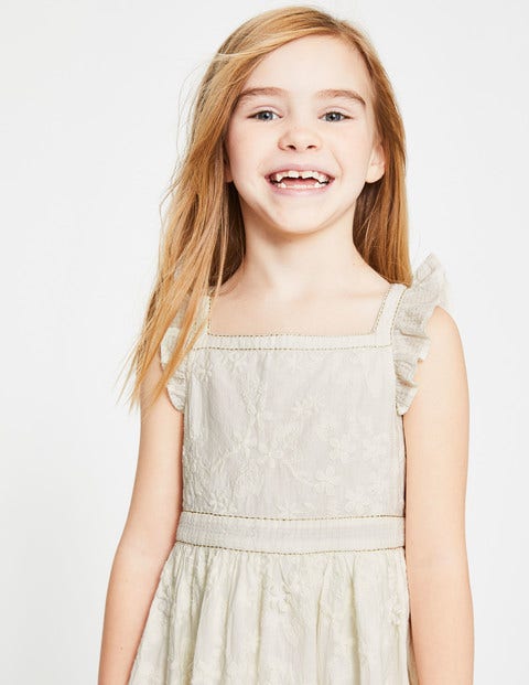Textured Broderie Ruffle Dress - Ivory Textured Broderie Ruffle Dress - Ivory