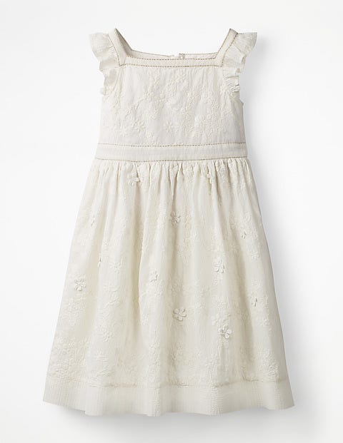 Textured Broderie Ruffle Dress - Ivory Textured Broderie Ruffle Dress - Ivory