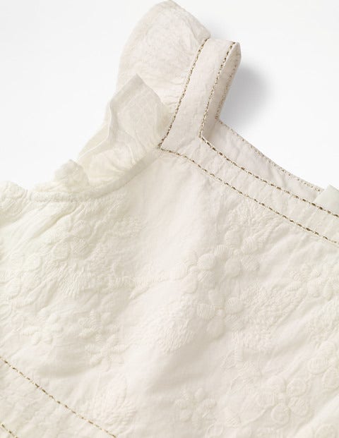 Textured Broderie Ruffle Dress - Ivory Textured Broderie Ruffle Dress - Ivory