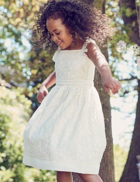 Textured Broderie Ruffle Dress - Ivory Textured Broderie Ruffle Dress - Ivory