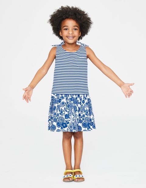 Robe Pêle-Mêle En Jersey - Motif Doodle Flower bleu duc Robe Pêle-Mêle En Jersey - Motif Doodle Flower bleu duc