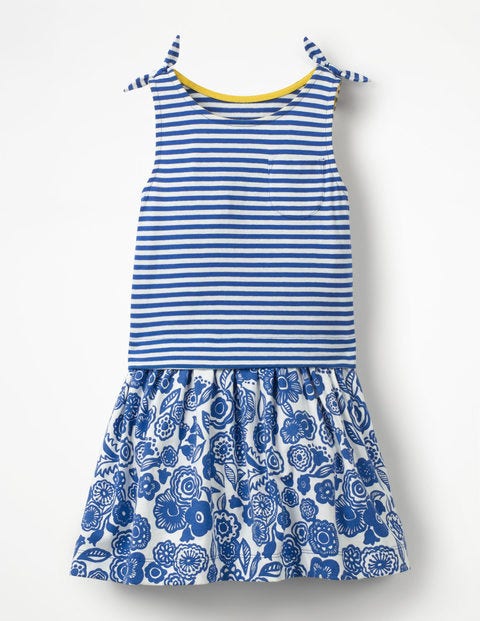 Robe Pêle-Mêle En Jersey - Motif Doodle Flower bleu duc Robe Pêle-Mêle En Jersey - Motif Doodle Flower bleu duc