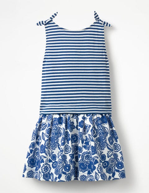 Robe Pêle-Mêle En Jersey - Motif Doodle Flower bleu duc Robe Pêle-Mêle En Jersey - Motif Doodle Flower bleu duc