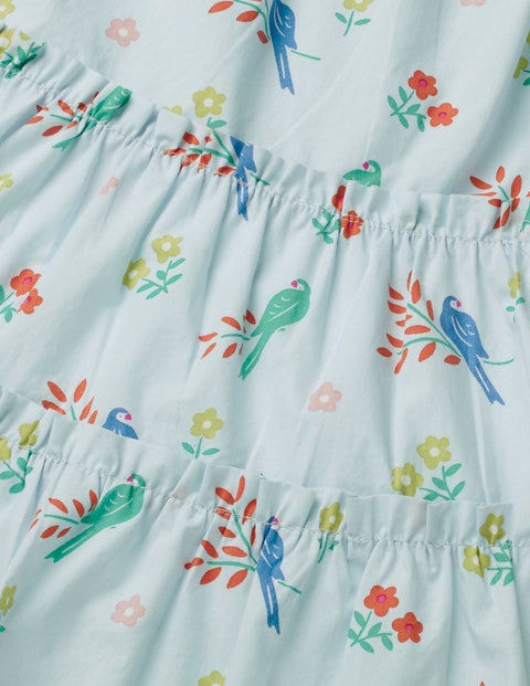 Twirly Woven Dress - Pale Blue Beautiful Birds Twirly Woven Dress - Pale Blue Beautiful Birds