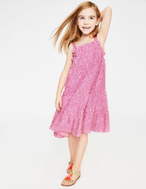 Twirly Woven Dress - White/Pink Glo Sweet Berry Twirly Woven Dress - White/Pink Glo Sweet Berry