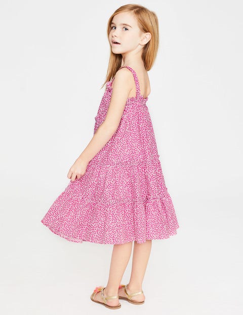 Twirly Woven Dress - White/Pink Glo Sweet Berry Twirly Woven Dress - White/Pink Glo Sweet Berry