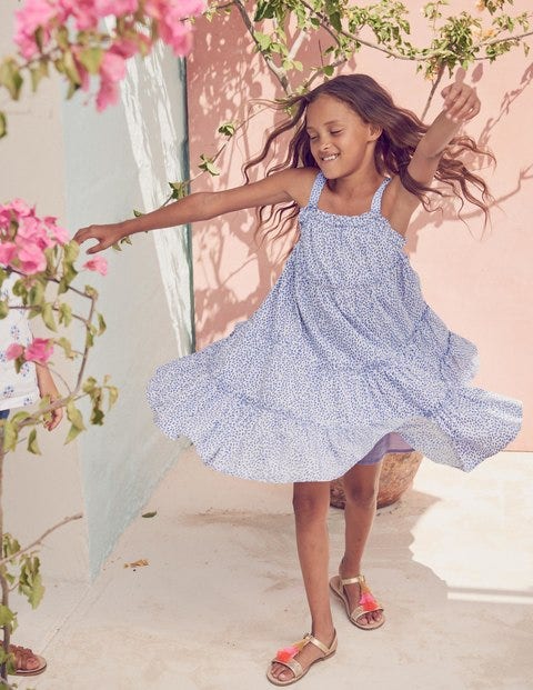 Twirly Woven Dress - White/Iris Purple Sweet Berry Twirly Woven Dress - White/Iris Purple Sweet Berry