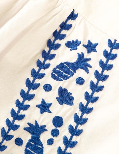 Embroidered Pineapple Kaftan - Ecru Embroidered Pineapple Kaftan - Ecru
