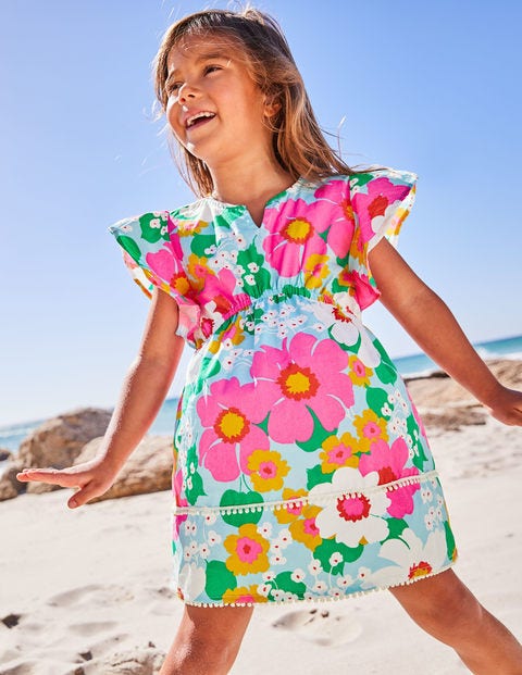 Tropical Flowers Kaftan - Blue Quartz Tropical Floral Tropical Flowers Kaftan - Blue Quartz Tropical Floral