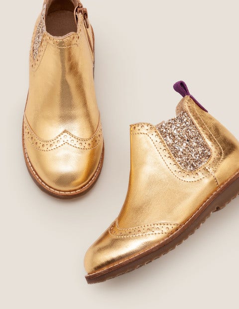 Leather Chelsea Boots - Gold Metallic 