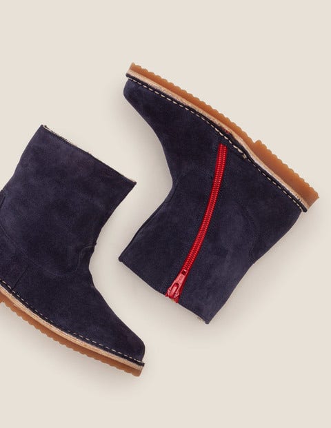 Bottes Courtes En Cuir - Bleu marine Bottes Courtes En Cuir - Bleu marine