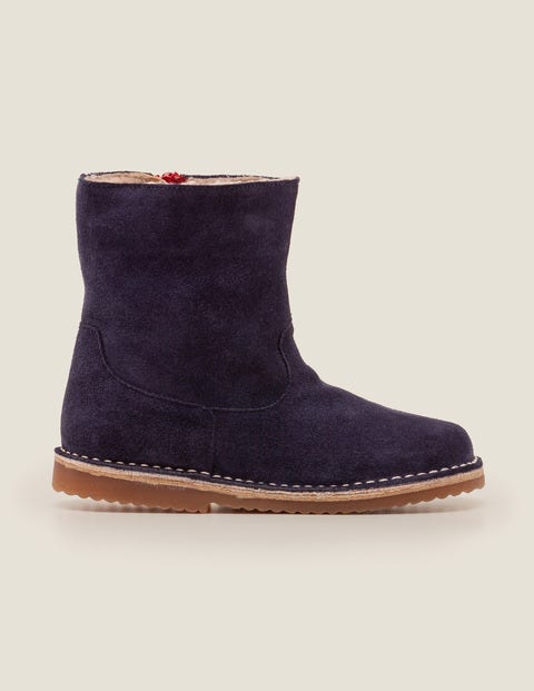 Bottes Courtes En Cuir - Bleu marine Bottes Courtes En Cuir - Bleu marine